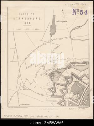 Assedio di Strasburgo, 1870 : schizzo ingrandito delle opere. Orientato con nord verso l'alto a sinistra. Mostra paralleli.... , Francia , Grand Est , regione , Strasburgo Foto Stock