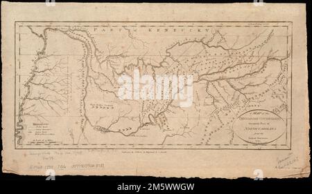 Una mappa del governo Tennassee precedentemente parte del North Carolina dalle ultime indagini. Rilievo mostrato in figura. Primo meridiano: Philadelphia. Appare nell'atlante americano. New York : J. Reid, 1796.... , Tennessee Foto Stock