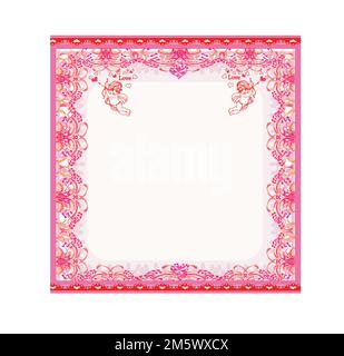 Buon San Valentino vintage card con cupidi ed eleganti ornamenti cornice Illustrazione Vettoriale