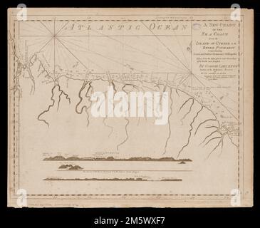 Un nuovo grafico della costa marina dall'isola di Cyenne al fiume Poumaron che comprende Surinam Berbice Demerary & Essequebo preso dalle ultime indagini e osservazioni degli olandesi e inglesi. Profondità indicate dalle sonature. Include 3 profili costieri. Nel pilota americano di John Norman. Boston : John Norman, 1794.... , Guyana Francese , territorio Guyana Suriname Foto Stock