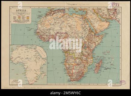 Africa. Rilievo mostrato da hachures. Profondità mostrata dalle tinte del gradiente. Inset: Africa come noto nel 1850. Testo sul verso.... , Africa Africa Foto Stock