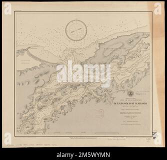 Dominion of Canada, Gulf of Saint Lawrence, Merigomish Harbor (Nova Scotia) : da un'indagine britannica nel 1842. Rilievo mostrato dall'ombreggiatura e dalle altezze dei punti. Profondità indicate da scandagli e linee di forma... Porto di Merigomish (Nuova Scozia). Porto di Merigomish (Nuova Scozia), Canada , Nuova Scozia, provincia Porto di Merigomish Foto Stock