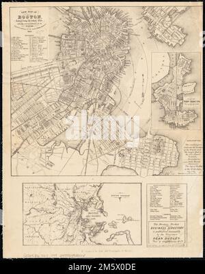 Nuova mappa di Boston, comprendente l'intera città con la nuova boundariess dei rioni. Include l'indice dei punti di interesse. Include mappa inset: Piano di East Boston su una scala ridotta e mappa accessoria: Mappa di Boston e dintorni, 1863.... , Massachusetts , Suffolk , contea , Boston Foto Stock