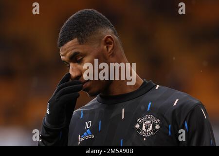 31st dicembre 2022; Molineux Stadium, Wolverhampton, West Midlands, Inghilterra; Premier League Football, Wolverhampton Wanderers contro Manchester United; Marcus Rashford del Manchester Utd Foto Stock