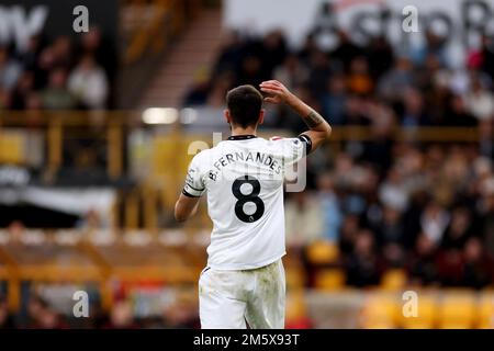 31st dicembre 2022; Molineux Stadium, Wolverhampton, West Midlands, Inghilterra; Premier League Football, Wolverhampton Wanderers contro Manchester United; Bruno Fernandes del Manchester Utd Foto Stock