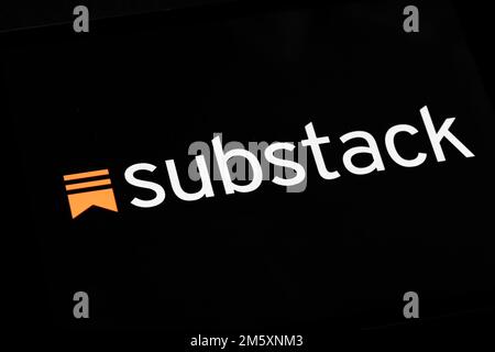 Logo Black Substack sullo schermo Foto Stock