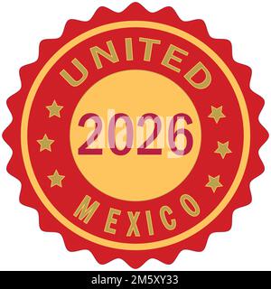 United 2026 Soccer Championship Mexico colorful gradient brush design Vector Illustration Mexico flag Red Colors background Stamp FIFA World Cup Mexic Illustrazione Vettoriale