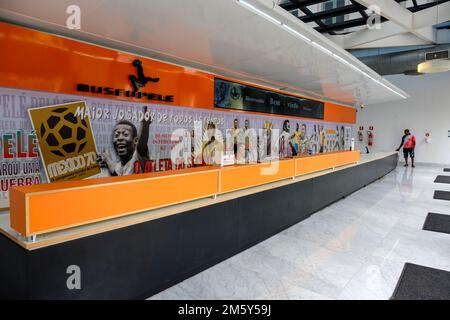 Biglietteria all'ingresso del Museu Pelé, del Museo Pele, della città di Santos, Brasile Foto Stock