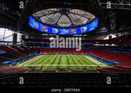 Atlanta, Georgia, Stati Uniti. 31st Dec, 2022. Immagini generali prima del Chick-fil-a Peach Bowl 2022 tra i Georgia Bulldogs e l'Ohio state Buckeyes allo stadio Mercedes-Benz di Atlanta, Georgia. (Scott Kinser/CSM). Credit: csm/Alamy Live News Foto Stock