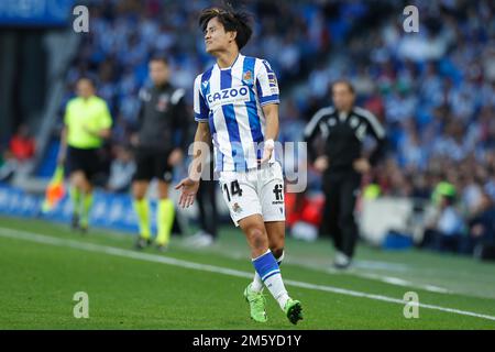 San Sebastian, Spagna. 31st Dec, 2022. Takefusa Kubo (Sociedad) Calcio : Spagnolo 'la Liga Santander' incontro tra Real Sociedad 2-0 CA Osasuna all'Arena reale di San Sebastian, Spagna . Credit: Mutsu Kawamori/AFLO/Alamy Live News Foto Stock