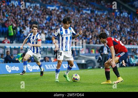 San Sebastian, Spagna. 31st Dec, 2022. Takefusa Kubo (Sociedad) Calcio : Spagnolo 'la Liga Santander' incontro tra Real Sociedad 2-0 CA Osasuna all'Arena reale di San Sebastian, Spagna . Credit: Mutsu Kawamori/AFLO/Alamy Live News Foto Stock