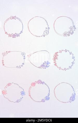 Vettore botanica cornice set effetto glitter Illustrazione Vettoriale