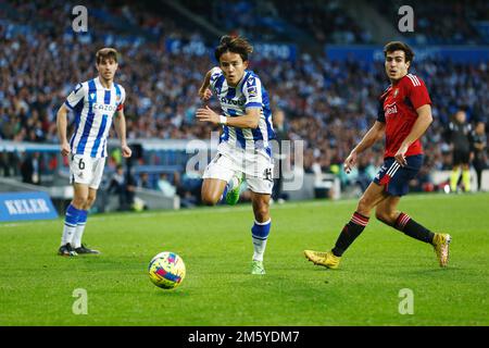 San Sebastian, Spagna. 31st Dec, 2022. Takefusa Kubo (Sociedad) Calcio : Spagnolo 'la Liga Santander' incontro tra Real Sociedad 2-0 CA Osasuna all'Arena reale di San Sebastian, Spagna . Credit: Mutsu Kawamori/AFLO/Alamy Live News Foto Stock