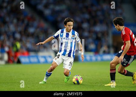 San Sebastian, Spagna. 31st Dec, 2022. Takefusa Kubo (Sociedad) Calcio : Spagnolo 'la Liga Santander' incontro tra Real Sociedad 2-0 CA Osasuna all'Arena reale di San Sebastian, Spagna . Credit: Mutsu Kawamori/AFLO/Alamy Live News Foto Stock