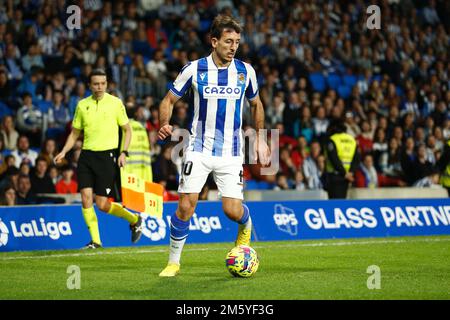 San Sebastian, Spagna. 31st Dec, 2022. Mikel Oyarzabal (Sociedad) Calcio : Spagnolo 'la Liga Santander' incontro tra Real Sociedad 2-0 CA Osasuna all'Arena reale di San Sebastian, Spagna . Credit: Mutsu Kawamori/AFLO/Alamy Live News Foto Stock