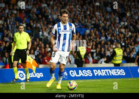 San Sebastian, Spagna. 31st Dec, 2022. Mikel Oyarzabal (Sociedad) Calcio : Spagnolo 'la Liga Santander' incontro tra Real Sociedad 2-0 CA Osasuna all'Arena reale di San Sebastian, Spagna . Credit: Mutsu Kawamori/AFLO/Alamy Live News Foto Stock