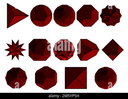 3D Set di forme geometriche Gemstone Illustrazione Vettoriale