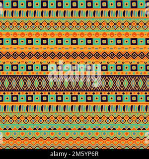 Modello etnico tribale di Boho. Ricamo tribale geometrico messicano, scandinavo, indiano, zingaro, Maya, Ornamento folcloristico Azteco Illustrazione Vettoriale