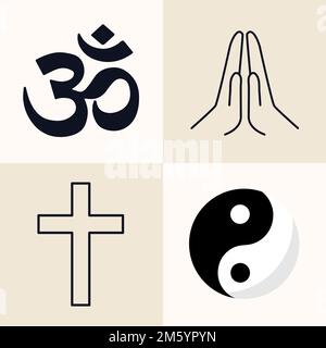 Insieme di simboli religiosi misti vettore Illustrazione Vettoriale