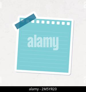 Vettore di adesivi per notepaper perforati con fodera turchese Illustrazione Vettoriale