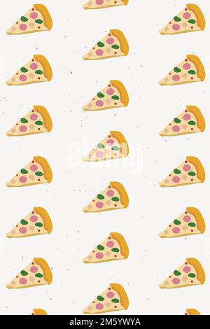 Doodle pizza vettore modello senza giunture Illustrazione Vettoriale