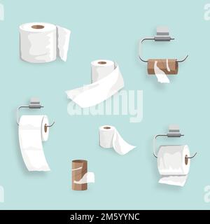 Vettore elemento set rotolo carta igienica Illustrazione Vettoriale