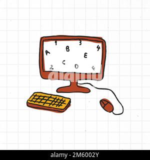 Vettore di stile del doodle del calcolatore Illustrazione Vettoriale