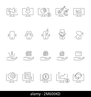 Set di icone della linea di marketing vettoriale Illustrazione Vettoriale