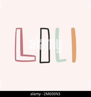 Set di font vettoriali per tipografia Letter L doodle Illustrazione Vettoriale