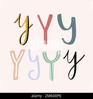 Lettera disegnata a mano Y doodle font tipografia set vettore Illustrazione Vettoriale