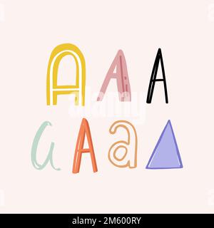 Un set di font vettoriali per la tipografia di doodle lettere Illustrazione Vettoriale