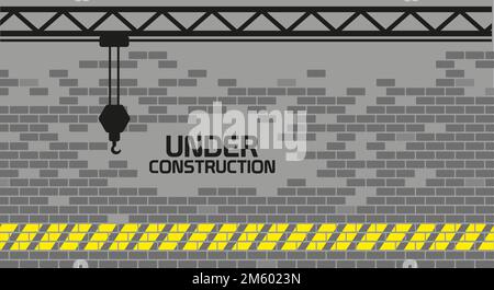 segnale di avvertimento giallo. In costruzione sfondo. Illustrazione Vettoriale
