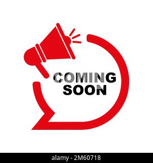 prossimamente firma su sfondo bianco Illustrazione Vettoriale