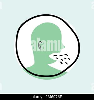 Tosse uomo con coronavirus sintomi vettore icona Illustrazione Vettoriale