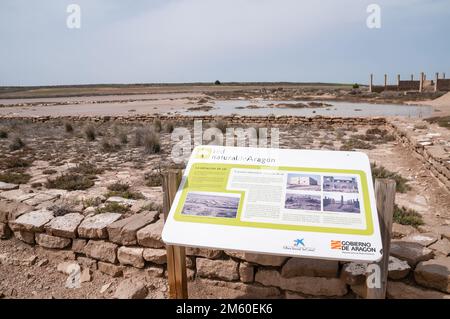 Saladas de Sástago, vecchia infrastruttura per l'estrazione del sale, Bujaraloz, Aragón, Spagna Foto Stock