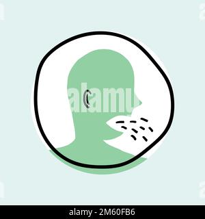 Tosse uomo con coronavirus sintomi vettore icona Illustrazione Vettoriale