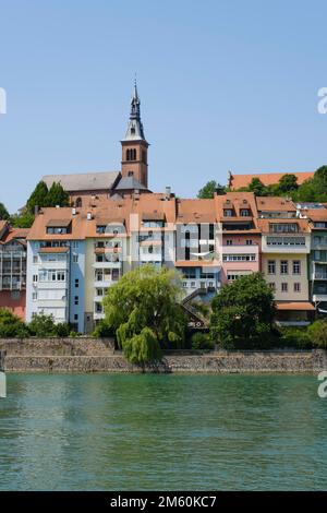 Vista di Laufenburg con Reno, Foresta Nera, Baden-Wuerttemberg, Germania Foto Stock