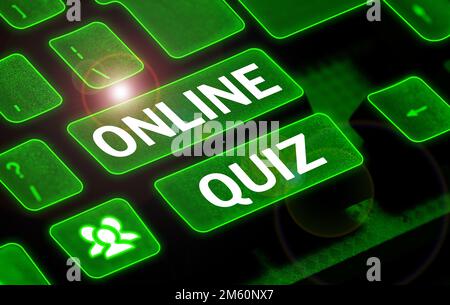 Quiz online con il segno della scrittura a mano. Parola per gioco o uno sport mentale che sono pubblicati su Internet Foto Stock