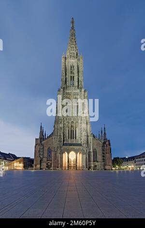 Ulm Minster illumina la Germania Foto Stock