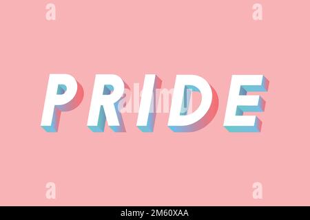 Vettore d'arte di parola di orgoglio 3D ombra sfumata di carattere isometrica Illustrazione Vettoriale