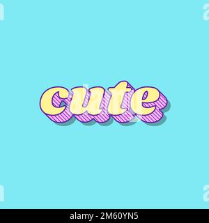 Cute retro 3D ombra grassetto illustrazione tipografica Illustrazione Vettoriale