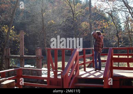 EMINENCE, MISSOURI, USA - NOVEMBRE 9 2016 Ozark National Scenic Riverways, Alley Spring dettaglio della porta chiusa Foto Stock