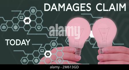 Richiesta di risarcimento per danni alla visualizzazione concettuale. Panoramica aziendale domanda compensazione litigata assicurazione file Suit Foto Stock