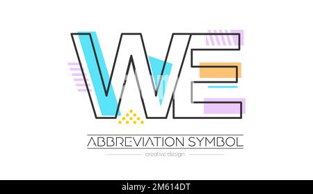 Lettere W ed E. fusione di due lettere. Iniziali logo o simbolo di abbreviazione. Illustrazione vettoriale per il design creativo e le idee creative. Stile piatto. Illustrazione Vettoriale