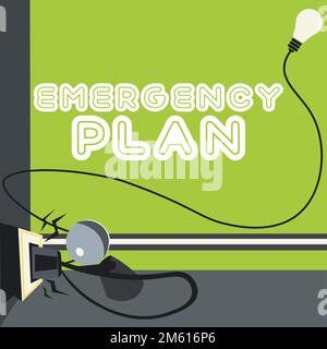 Firma scritta a mano piano di emergenza. Concetto che significa procedure per la risposta alle emergenze importanti essere preparati Foto Stock