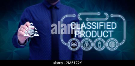 Visualizzazione concettuale prodotto classificato. Dati sensibili di Business Concept riservatezza divulgazione non autorizzata Foto Stock