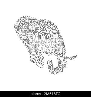 Disegno continuo di una linea curva dell'arte astratta di elefanti più grande del mammifero Immagine vettoriale del tratto modificabile a linea singola di un elefante enorme Illustrazione Vettoriale
