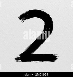 Tratto di pennello numero 2 stile di carattere vettoriale disegnato a mano Illustrazione Vettoriale