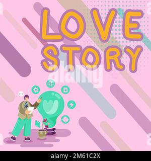 Segno che mostra la storia d'amore. Concetto che significa che è qualcosa come un romanzo o un film su una storia d'amore Foto Stock