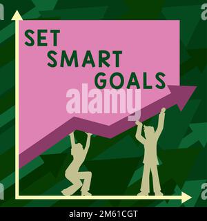 Segno che mostra Set Smart Goals (Imposta obiettivi intelligenti). Parola per stabilire gli obiettivi realizzabili fare buoni programmi di affari Foto Stock